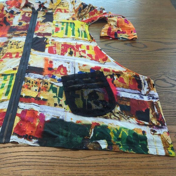 Lynn Ritchie Silver Colorful Abstract Print Open Front zip Top Logan look size M - Picture 16 of 16